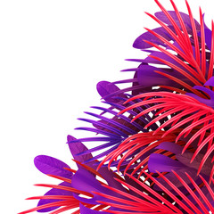 Wall Mural - tropical leaf background. branch palm realistic. leaves and branches of palm trees. orange and viole