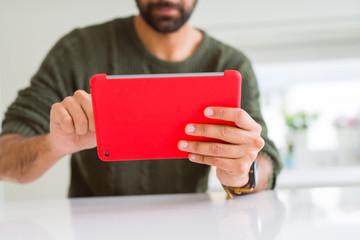 Wall Mural - Close up of man using touchpad tablet