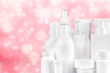 Wall Mural - Cosmetic containers isolated on background