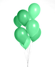 Bunch Of Big Green Balloons Object For Birthday Party Isolated On A White 
