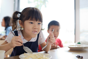 kid eating food, happy time, breakfast