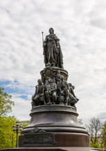 The Monument To Catherine The Great In The Small Square Just Off Nevsky Prospekt, In St. Petersburg, Russia