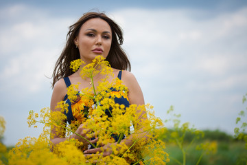  Happy young woman on nature beauty shot