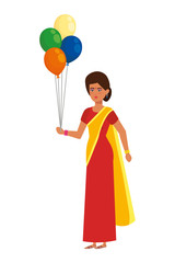 Poster - beautiful woman from india with balloons helium