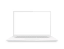 White Laptop. Front View - Stock Vector.
