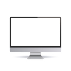 Wall Mural - monitor with white display and shadow, front view - stock vector.