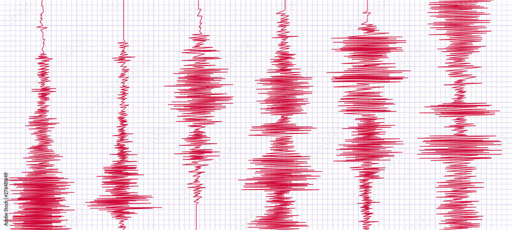 Seismograph Example Seismogram earthquake graph. Oscilloscope waves, seismograms waveform ...