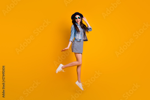 Full Length Body Size View Photo Of Cute Carefree Foolish Teen