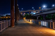 © Dmitry - Portland, Oregon \ USA - 09 June 2019: View at East bank Esplanade at night, long exposure photo.