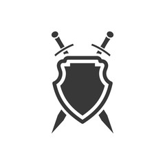 Poster - shield icon template black color editable. sword conception with shield symbol vector sign isolated on white background. Simple logo vector illustration for graphic and web design.