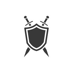 Poster - shield icon template black color editable. sword conception with shield symbol vector sign isolated on white background. Simple logo vector illustration for graphic and web design.