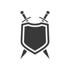 Poster - shield icon template black color editable. sword conception with shield symbol vector sign isolated on white background. Simple logo vector illustration for graphic and web design.