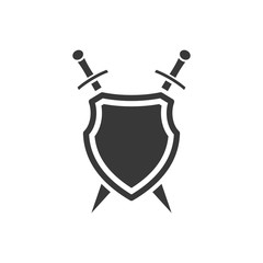 Poster - shield icon template black color editable. sword conception with shield symbol vector sign isolated on white background. Simple logo vector illustration for graphic and web design.