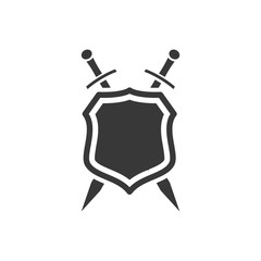 Poster - shield icon template black color editable. sword conception with shield symbol vector sign isolated on white background. Simple logo vector illustration for graphic and web design.
