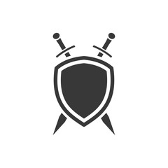 Poster - shield icon template black color editable. sword conception with shield symbol vector sign isolated on white background. Simple logo vector illustration for graphic and web design.