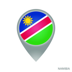 Wall Mural - Map pointer with flag of Namibia. Colorful pointer icon for map. Vector Illustration.