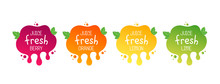 Juice Fresh Fruit Label Icon For Your Needs. Berry, Orange, Lemon, Lime, Healthy Juice Sticker Design