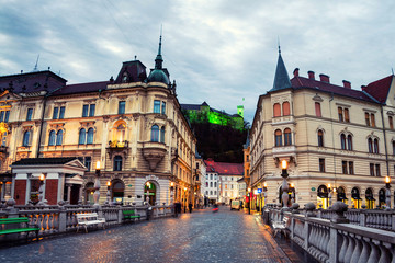 Wall Mural - View of Triple Bridge in Ljubljana, Slovenia