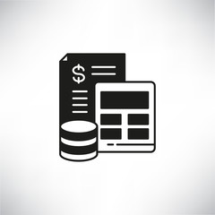 Canvas Print - bill or receipt and calculator icon for balance sheet concept