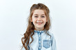 © PinkCoffee Studio - Little child girl portrait against white background. Laughter and joy emotions