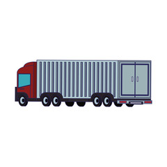 Poster - Cargo truck with container back view blue lines