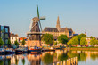 Skyline of Haarlem, North Holland, Netherlands, with Windmill 