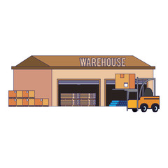 Sticker - Warehouse storage building with merchandise blue lines