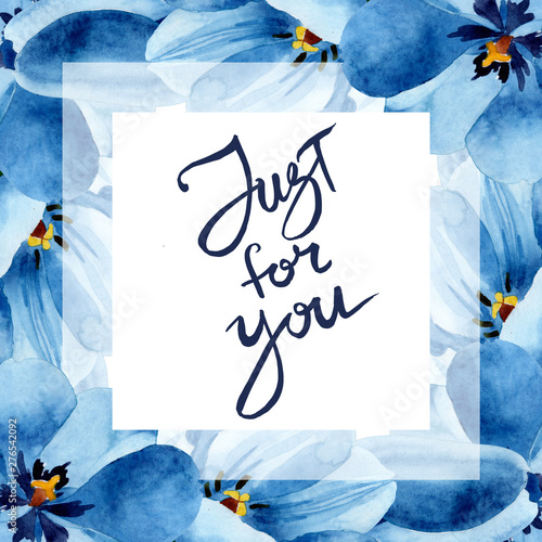 Blue tulip floral botanical flowers. Watercolor background illustration set. ...