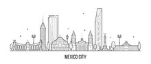 Mexico City Skyline Mexico Vector Linear Art
