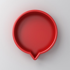 Leinwandbilder - Blank red round social media notification or speech bubble sign pin isolated on white wall background with shadow 3D rendering