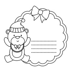 Sticker - lace with little bear teddy and hat