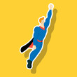 Superhero cartoon icon with superman on background isolated sticker illustration