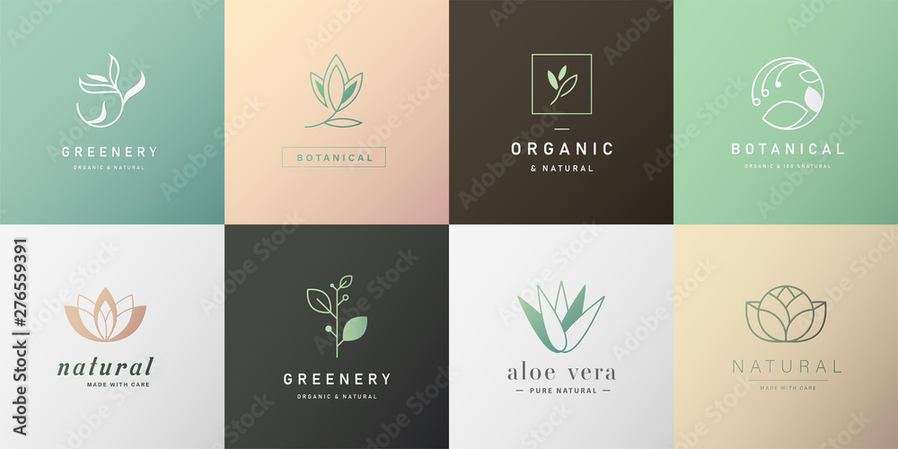 Set Of Natural And Organic Logo In Modern Design Natural Logo For Branding Corporate Identity Packaging And Business Card Wall Mural Mokoland