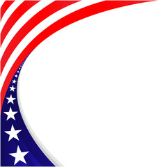 Wall Mural - American flag symbols red blue festive wave frame border with copy space for your text.