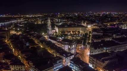 Wall Mural - [Hyperlapse] Porto in Portugal, 4k aerial drone skyline time lapse