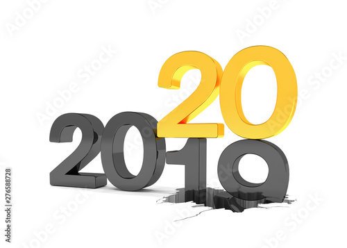 3d Illustration 2019 2020 Silvester, Neujahr, Countdown, Jahreszahlen  Schwarz, Gold 2019 Wall Mural | 20-marog-pixcells