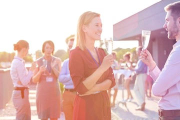 Wall Mural - Business people on a rooftop party.