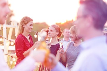 Poster - Business people on a rooftop party.