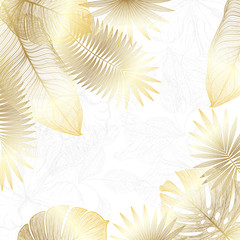 Fototapeta Beautiful background with tropical leaf. Space for text. Vector illustration.