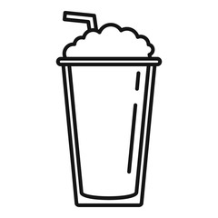 Sticker - Ice coffee cup icon. Outline ice coffee cup vector icon for web design isolated on white background