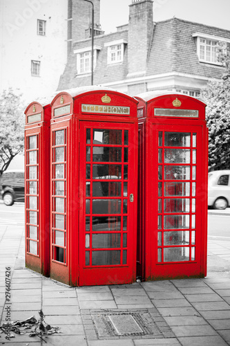 Naklejki One color  czerwone-budki-telefoniczne-londyn-anglia