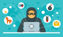 Cyber Attack Concept Background. Flat Illustration Of Cyber Attack Vector Concept Background For Web Design