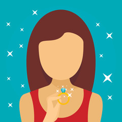 Poster - Woman diamond ring concept background. Flat illustration of woman diamond ring vector concept background for web design