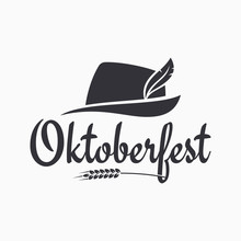 Oktoberfest Hat Logo Beer On White Background