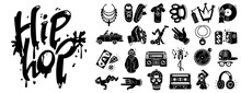 Hiphop Icons Set. Simple Set Of Hiphop Vector Icons For Web Design On White Background