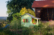 Children kid house playhouse cabin in garden