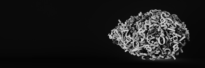 Wall Mural - Abstract sphere made by numbers, original 3d rendering illustration, technology concepts