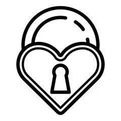 Wall Mural - Love closed padlock icon. Outline love closed padlock vector icon for web design isolated on white background