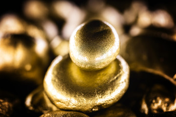 Poster - Nugget of gold, stone of value, golden texture. Crude gold mined. Concept of wealth and financial stability.