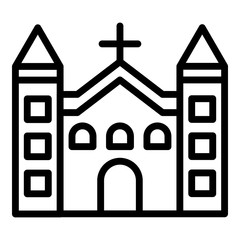 Canvas Print - Catholic church icon. Outline catholic church vector icon for web design isolated on white background
